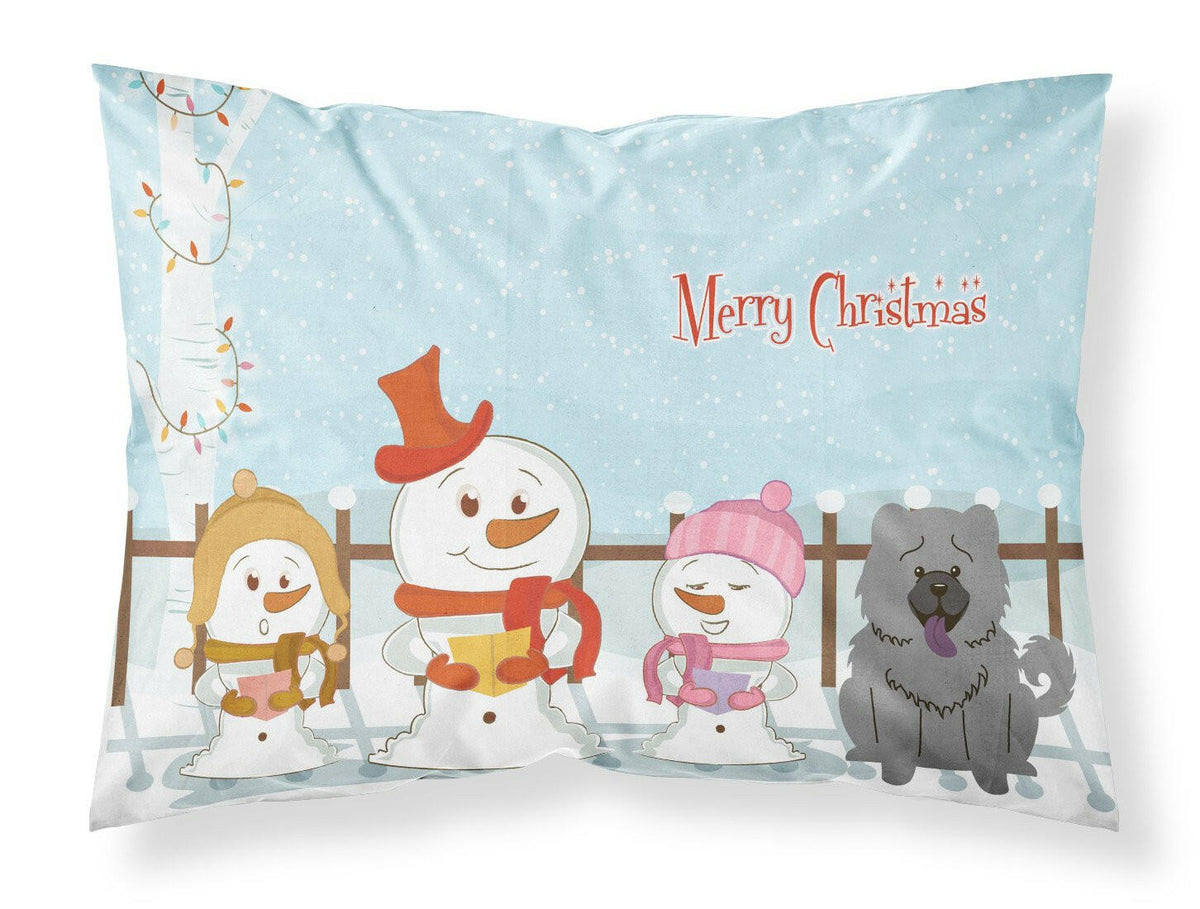 Merry Christmas Carolers Chow Chow Blue Fabric Standard Pillowcase BB2470PILLOWCASE by Caroline&#39;s Treasures