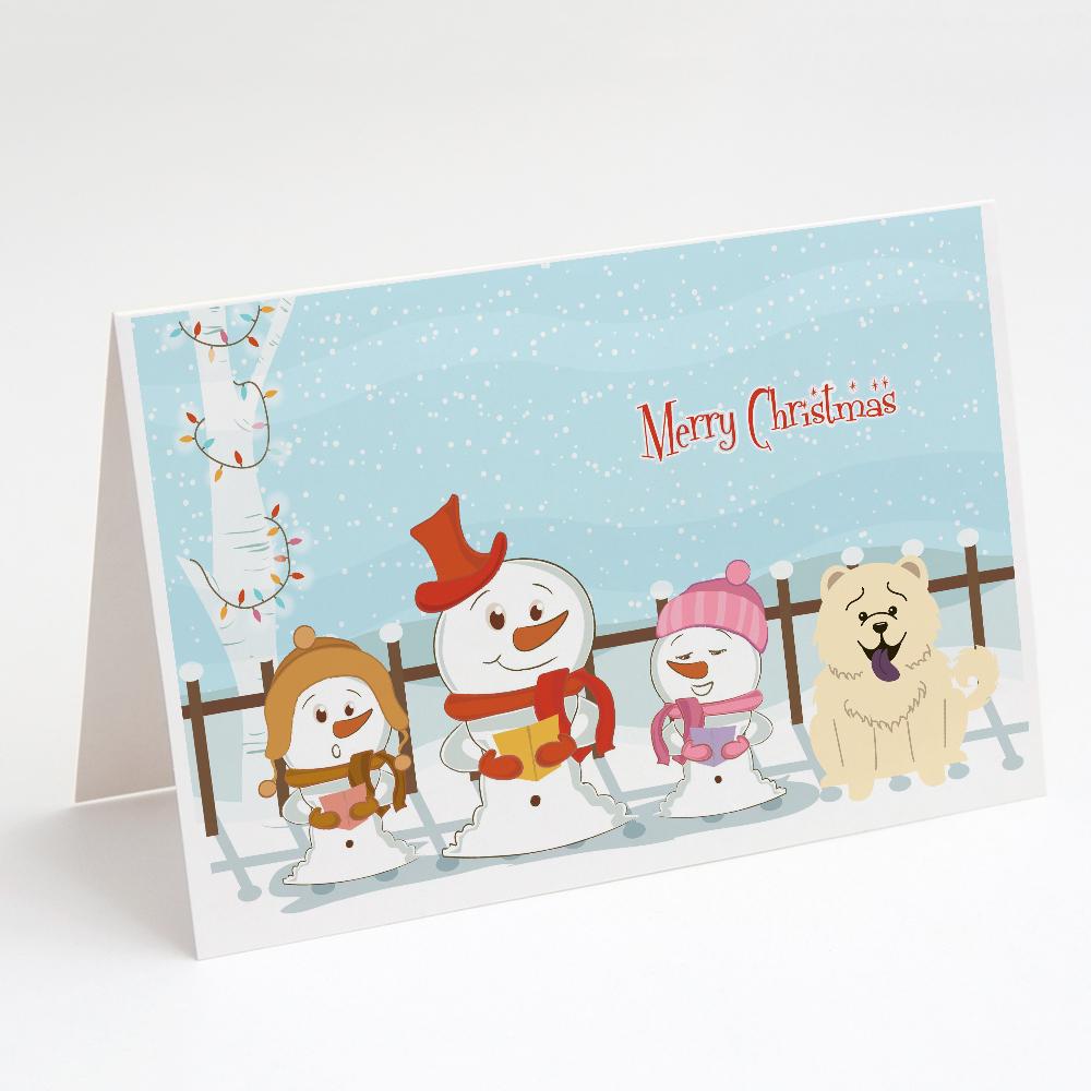 Buy this Merry Christmas Carolers Chow Chow White Greeting Cards and Envelopes Pack of 8