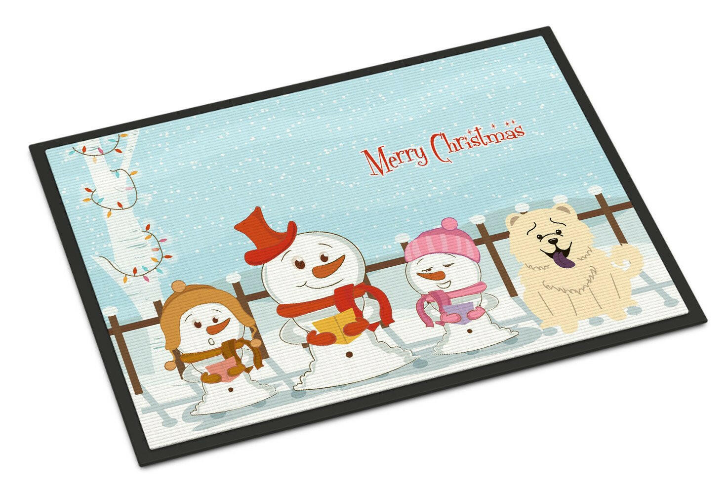 Merry Christmas Carolers Chow Chow White Indoor or Outdoor Mat 24x36 BB2471JMAT - the-store.com