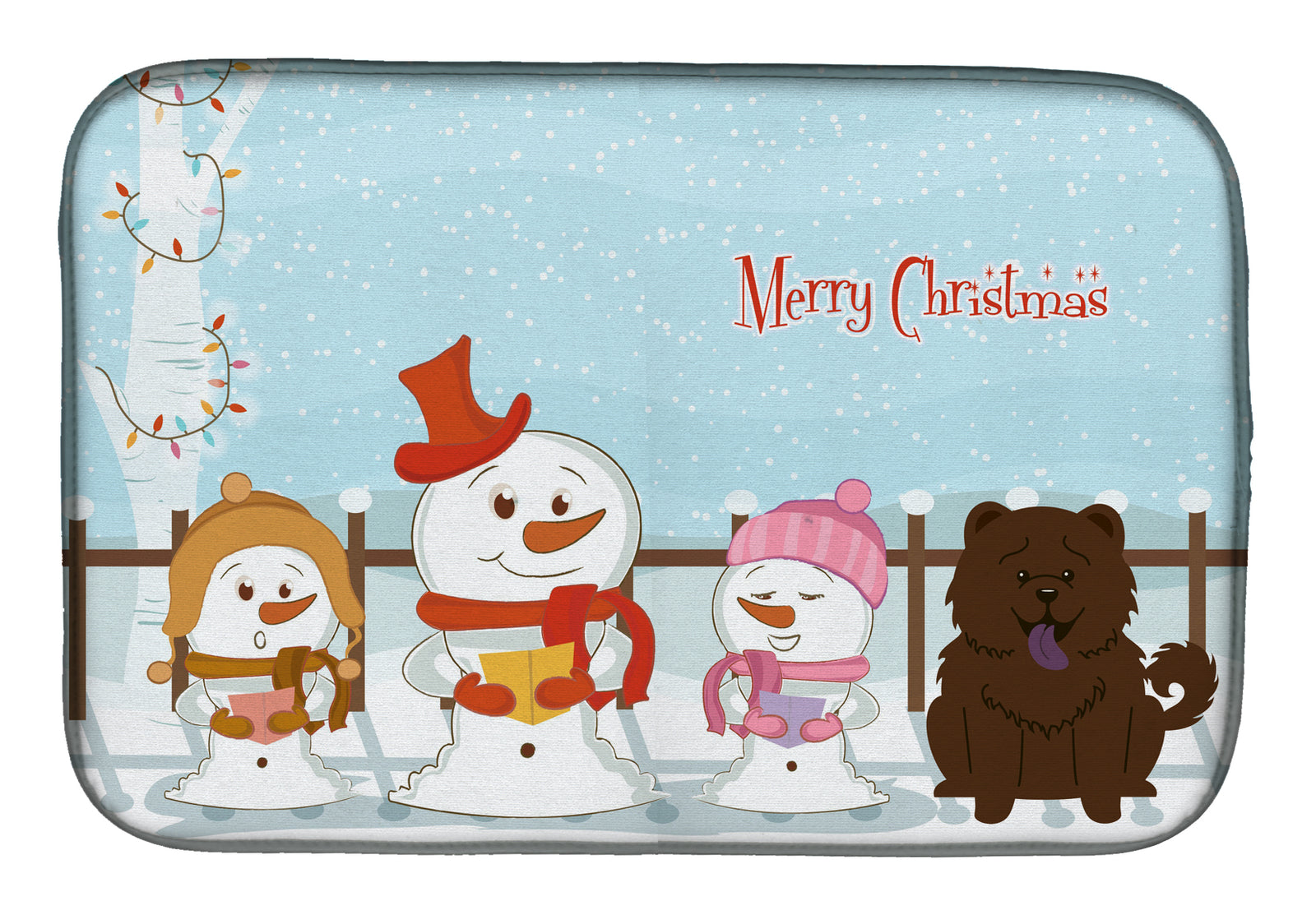 Merry Christmas Carolers Chow Chow Chocolate Dish Drying Mat BB2472DDM  the-store.com.