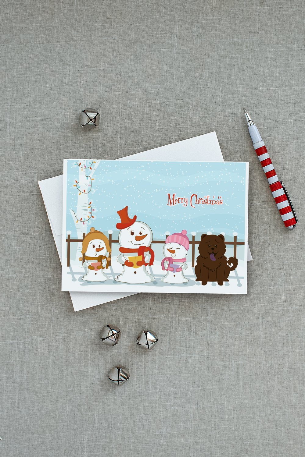 Merry Christmas Carolers Chow Chow Chocolate Greeting Cards and Envelopes Pack of 8 - the-store.com