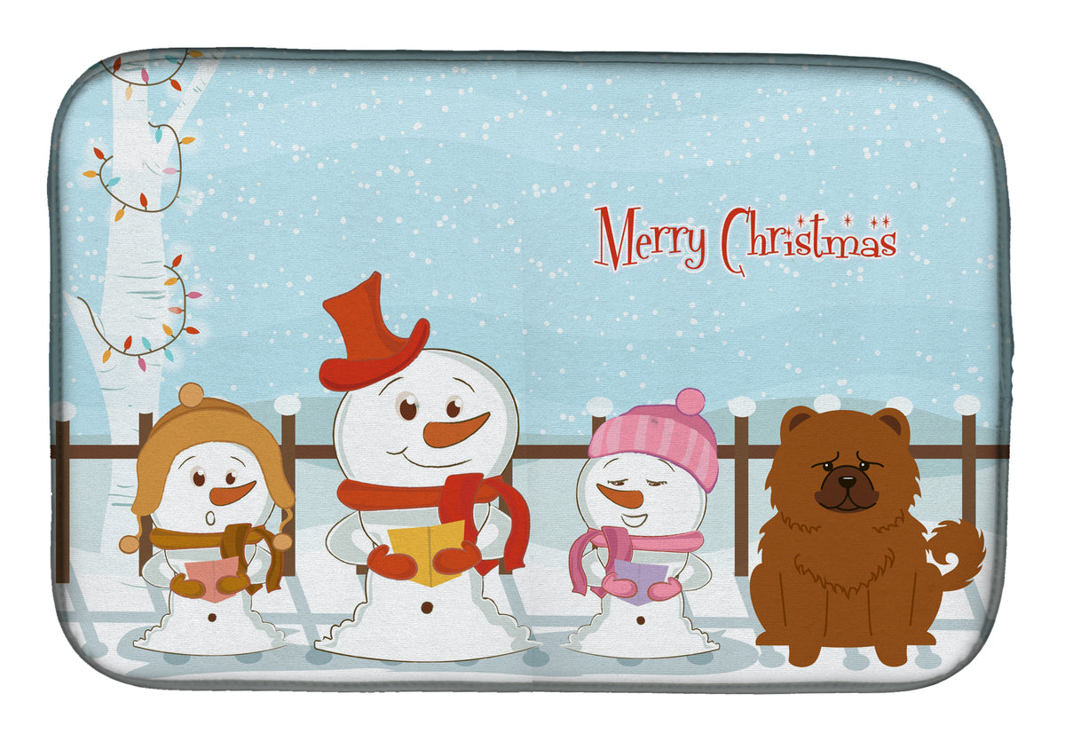 Merry Christmas Carolers Chow Chow Red Dish Drying Mat BB2473DDM  the-store.com.
