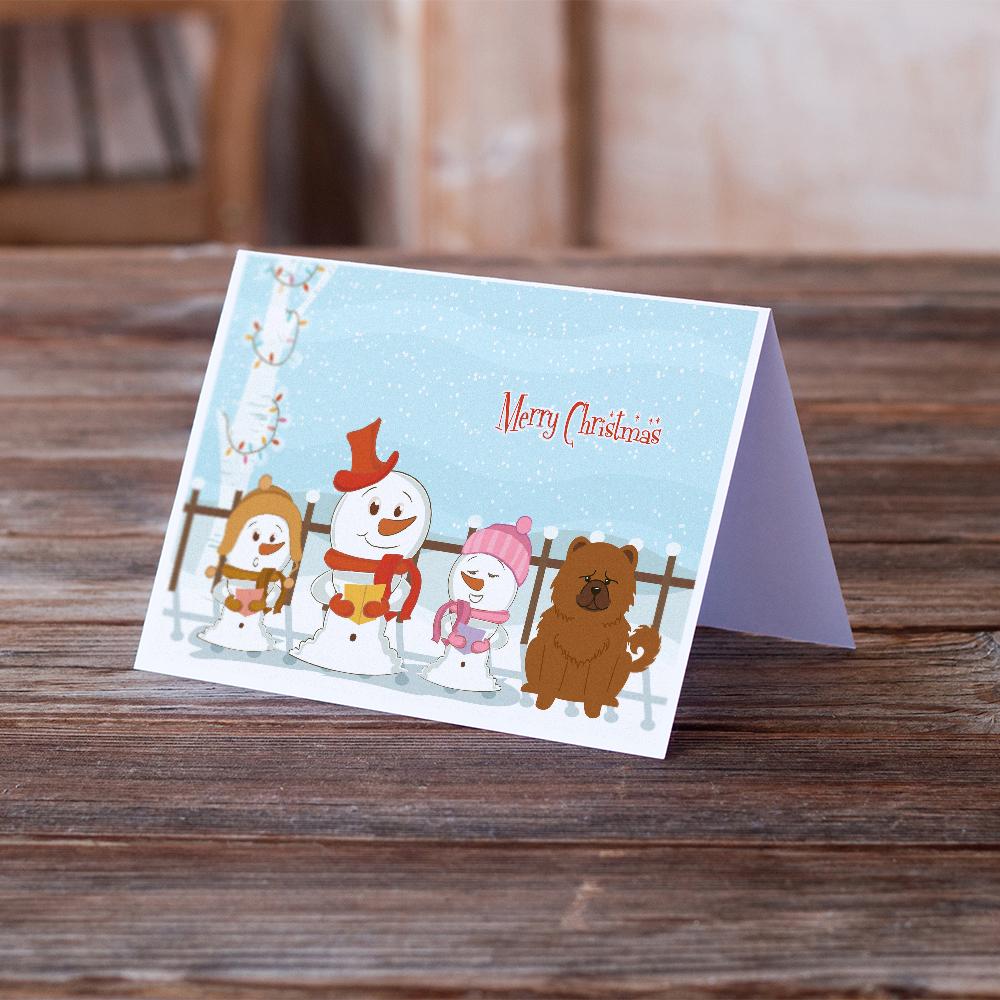 Merry Christmas Carolers Chow Chow Red Greeting Cards and Envelopes Pack of 8 - the-store.com