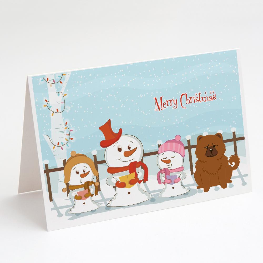 Buy this Merry Christmas Carolers Chow Chow Red Greeting Cards and Envelopes Pack of 8