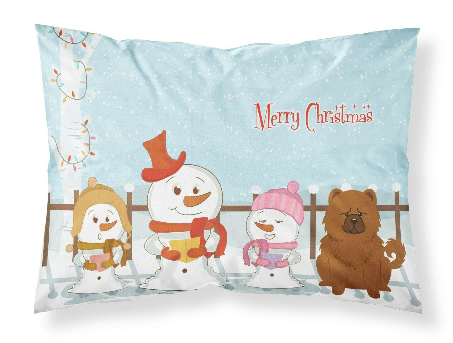 Merry Christmas Carolers Chow Chow Red Fabric Standard Pillowcase BB2473PILLOWCASE by Caroline's Treasures