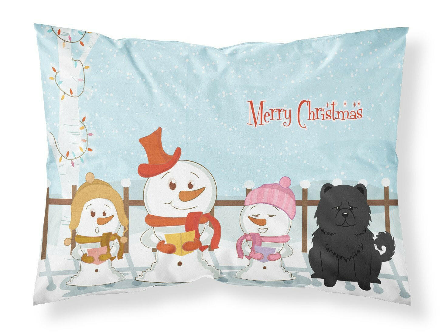 Merry Christmas Carolers Chow Chow Black Fabric Standard Pillowcase BB2474PILLOWCASE by Caroline's Treasures