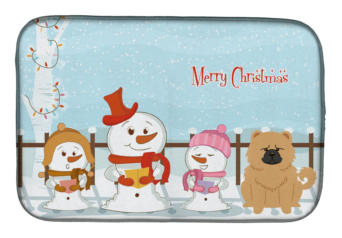 Merry Christmas Carolers Chow Chow Cream Dish Drying Mat BB2475DDM  the-store.com.