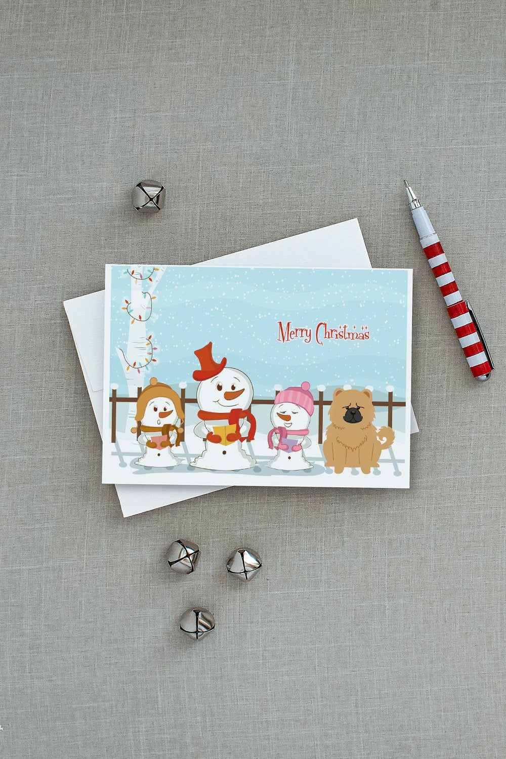 Merry Christmas Carolers Chow Chow Cream Greeting Cards and Envelopes Pack of 8 - the-store.com