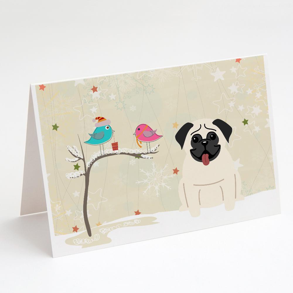Buy this Christmas Presents between Friends Pug - Cream Greeting Cards and Envelopes Pack of 8