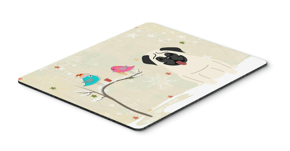 Christmas Presents between Friends Pug Cream Mouse Pad, Hot Pad or Trivet BB2476MP by Caroline&#39;s Treasures