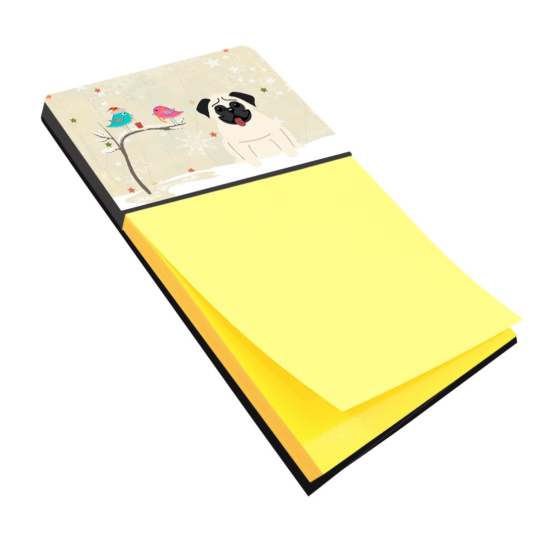 Christmas Presents between Friends Pug Cream Sticky Note Holder BB2476SN by Caroline&#39;s Treasures