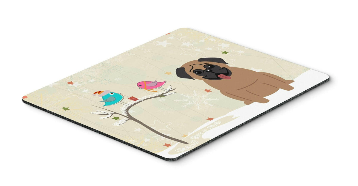 Christmas Presents between Friends Pug Brown Mouse Pad, Hot Pad or Trivet BB2477MP by Caroline&#39;s Treasures