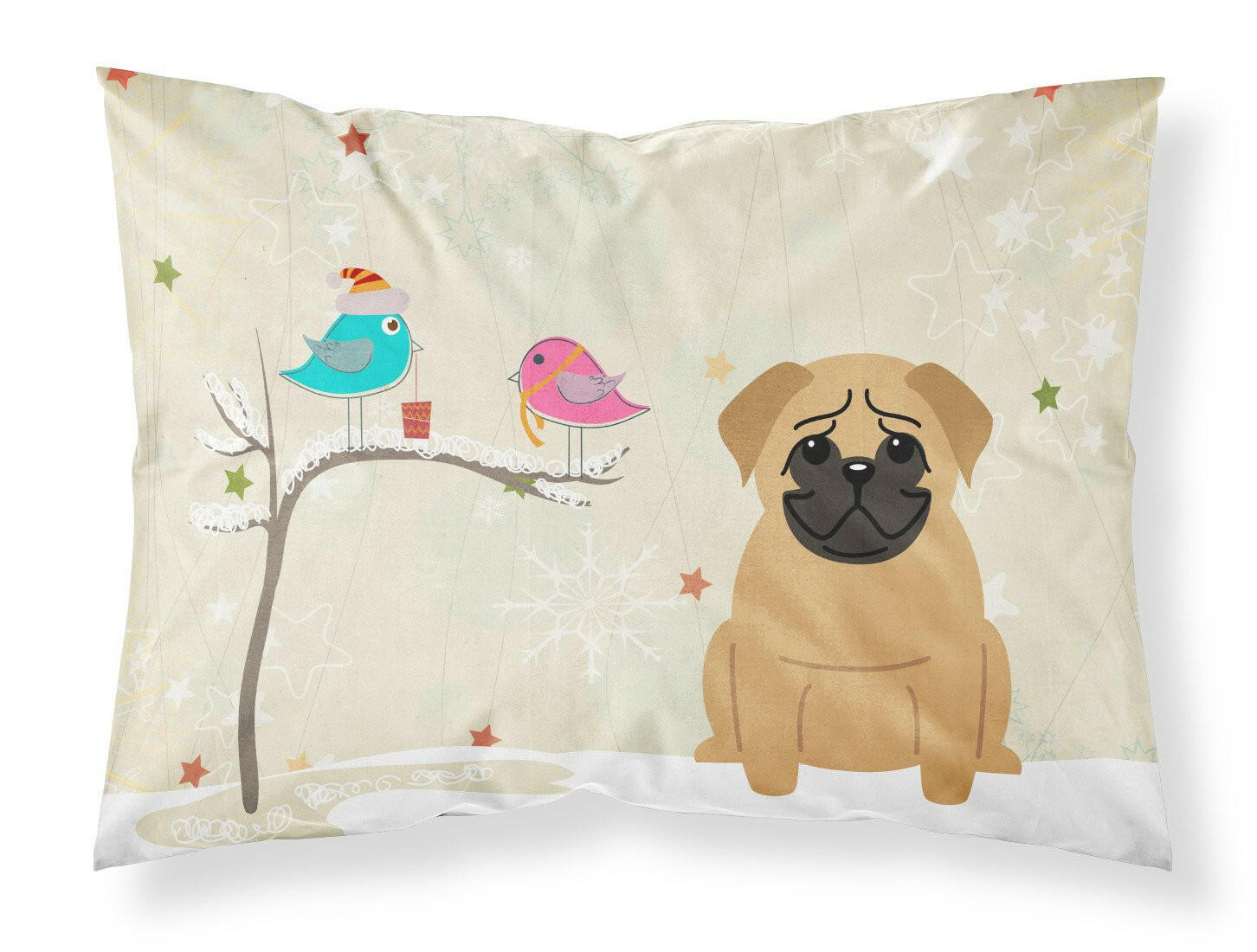 Christmas Presents between Friends Pug Brown Fabric Standard Pillowcase BB2479PILLOWCASE by Caroline's Treasures
