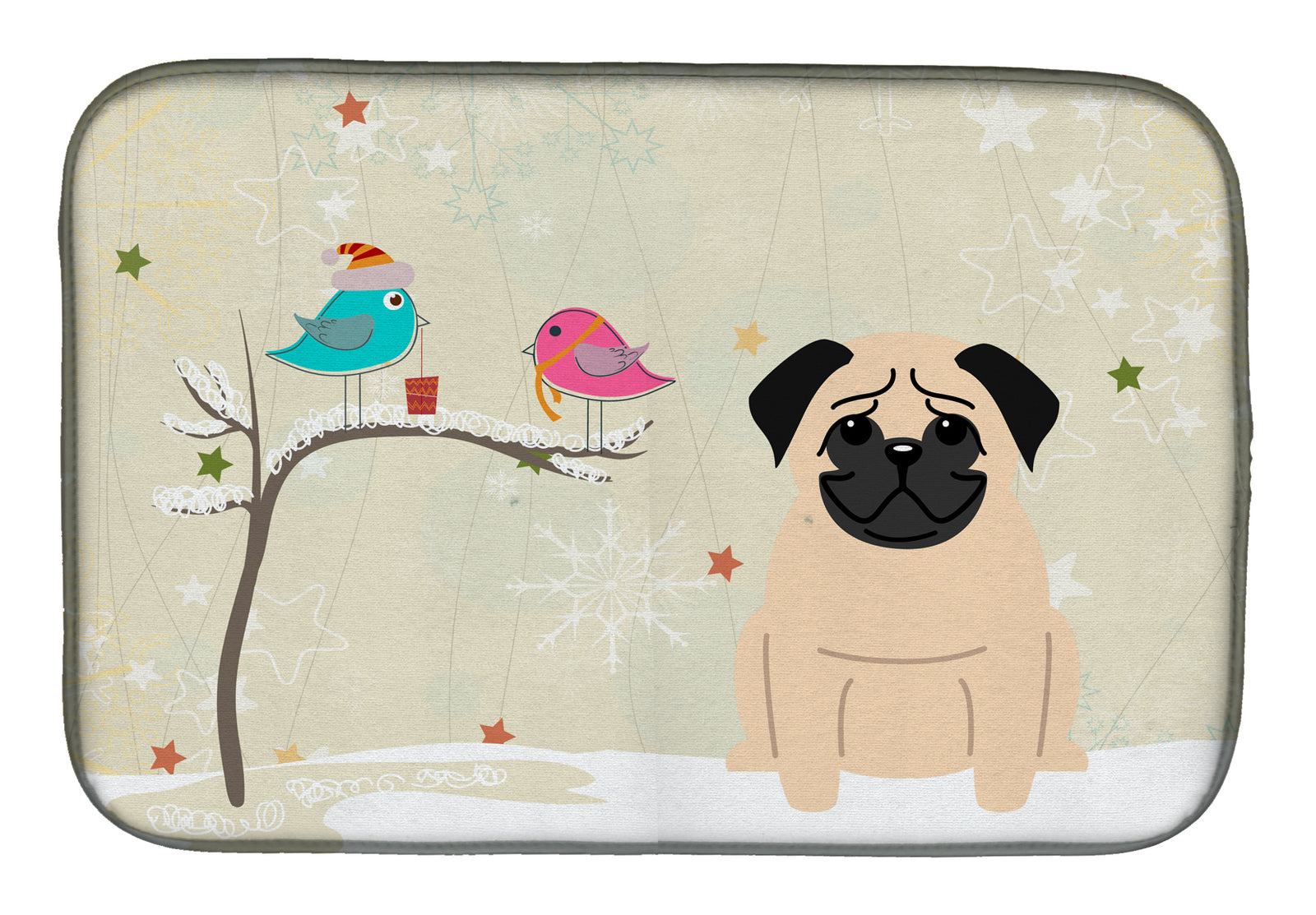 Christmas Presents between Friends Pug Fawn Dish Drying Mat BB2480DDM  the-store.com.