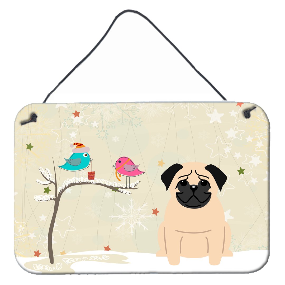 Christmas Presents between Friends Pug Fawn Wall or Door Hanging Prints BB2480DS812 by Caroline&#39;s Treasures