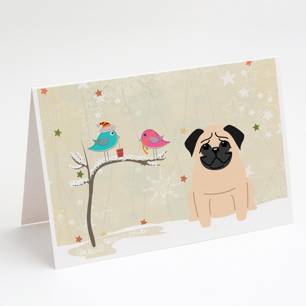 Buy this Christmas Presents between Friends Pug - Fawn Greeting Cards and Envelopes Pack of 8
