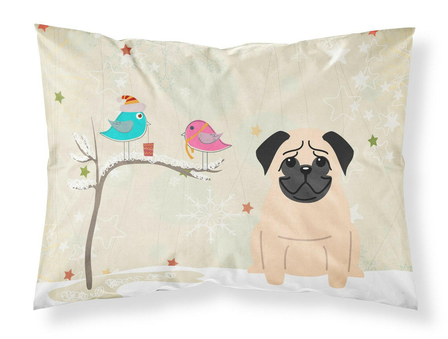 Christmas Presents between Friends Pug Fawn Fabric Standard Pillowcase BB2480PILLOWCASE by Caroline's Treasures