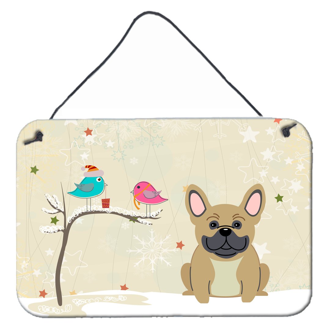 Christmas Presents between Friends French Bulldog Cream Wall or Door Hanging Prints BB2482DS812 by Caroline&#39;s Treasures