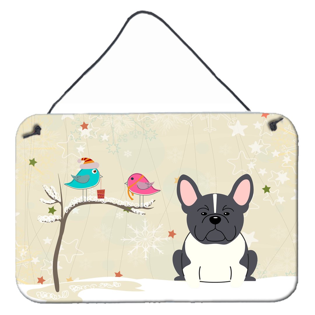 Christmas Presents between Friends French Bulldog Black White Wall or Door Hanging Prints BB2484DS812 by Caroline&#39;s Treasures