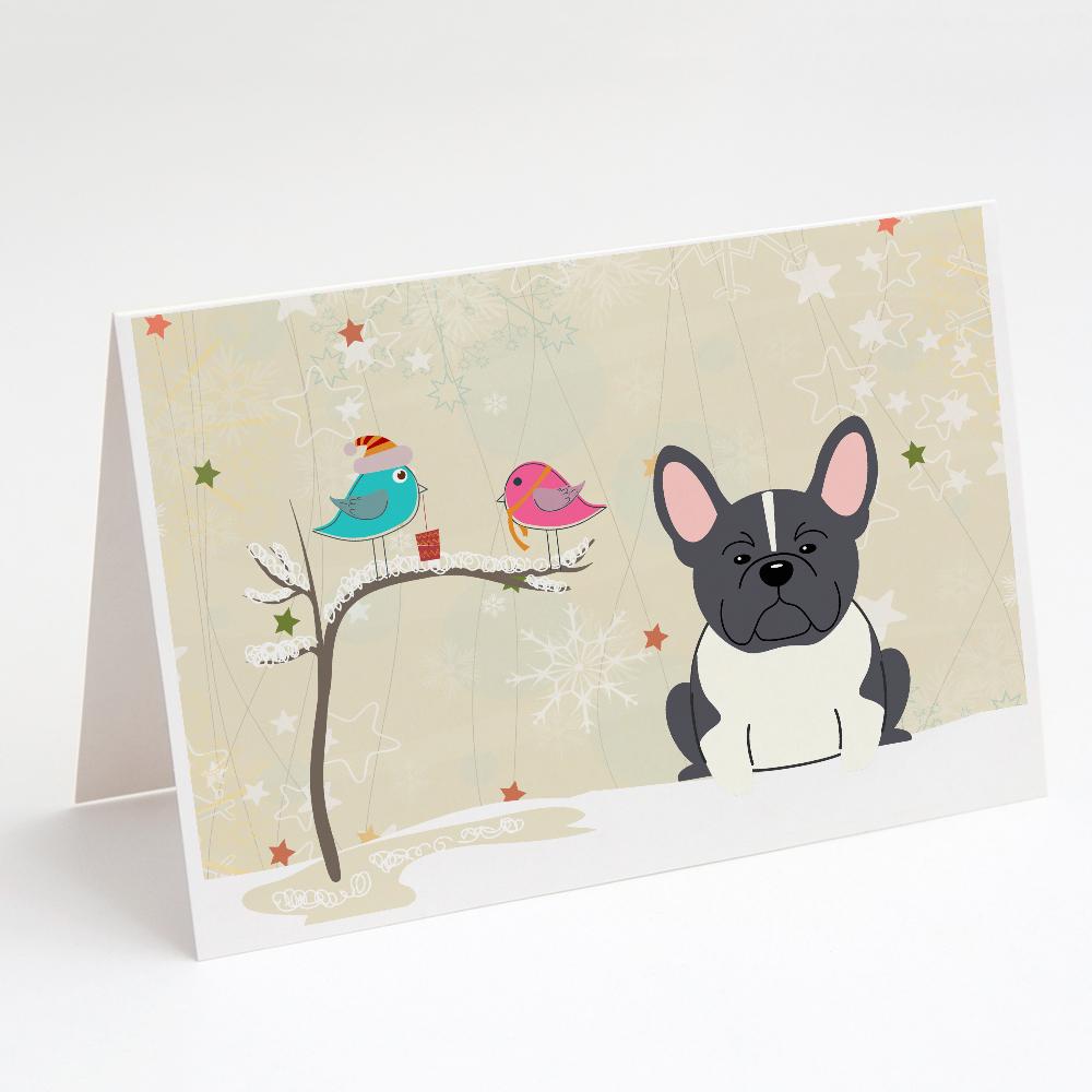 Buy this Christmas Presents between Friends French Bulldog - Black and White Greeting Cards and Envelopes Pack of 8