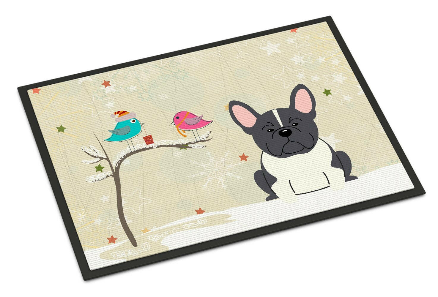 Christmas Presents between Friends French Bulldog Black White Indoor or Outdoor Mat 24x36 BB2484JMAT - the-store.com