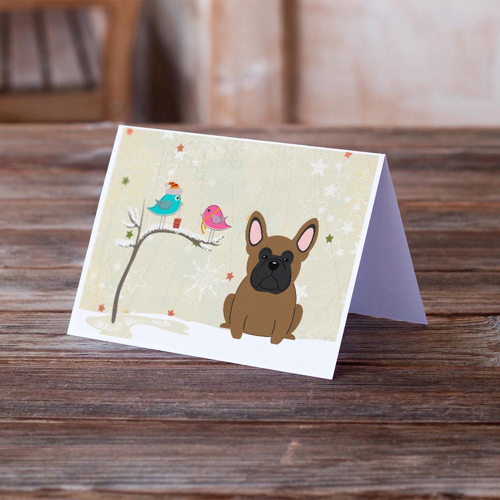 Buy this Christmas Presents between Friends French Bulldog - Brown Greeting Cards and Envelopes Pack of 8