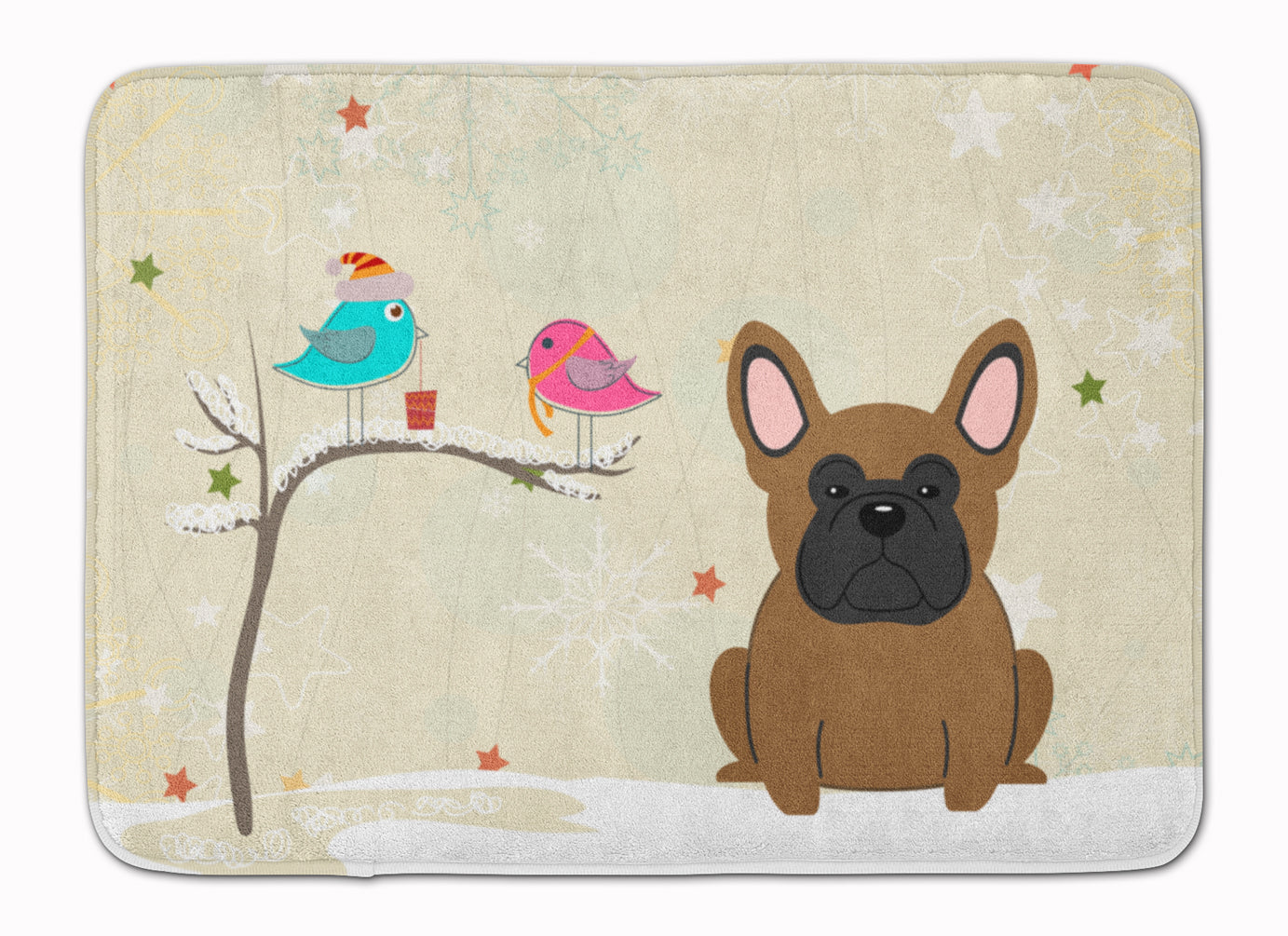 Christmas Presents between Friends French Bulldog Brown Machine Washable Memory Foam Mat BB2485RUG - the-store.com