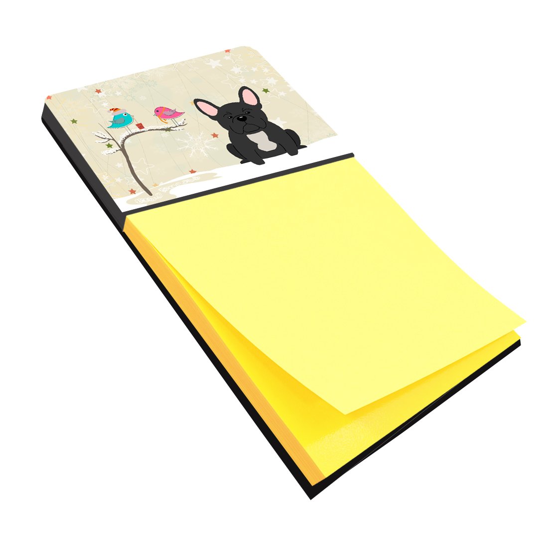 Christmas Presents between Friends French Bulldog Black Sticky Note Holder BB2486SN by Caroline&#39;s Treasures