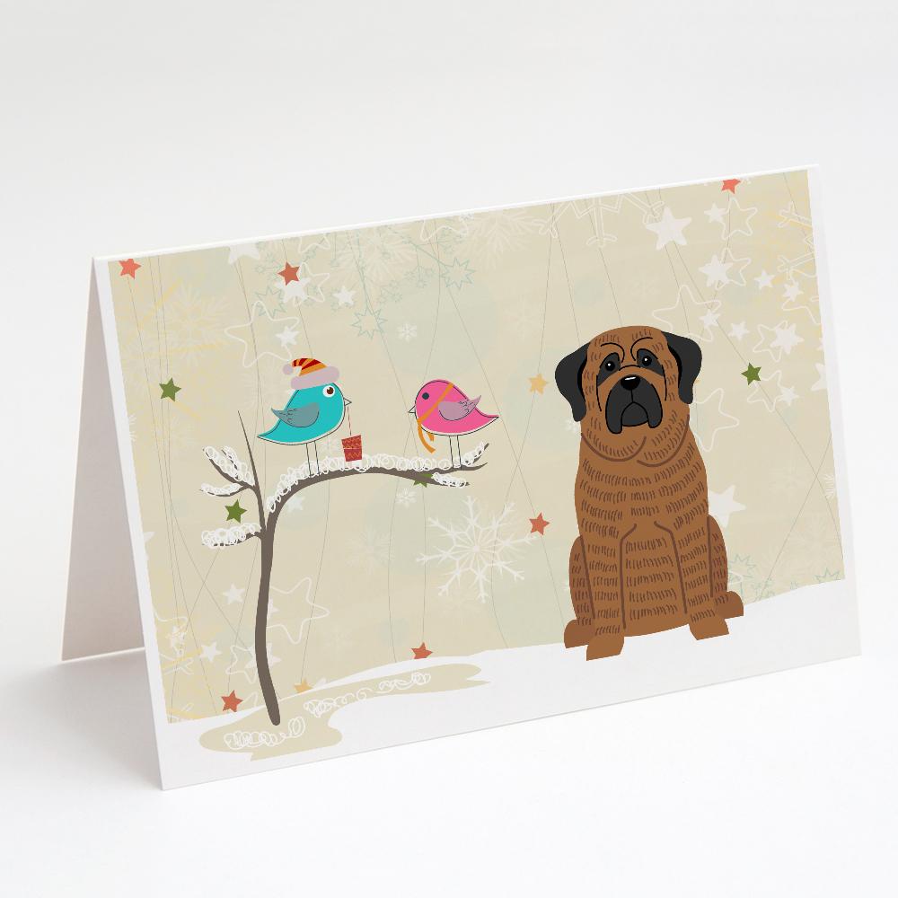 Buy this Christmas Presents between Friends Mastiff - Brindle Greeting Cards and Envelopes Pack of 8