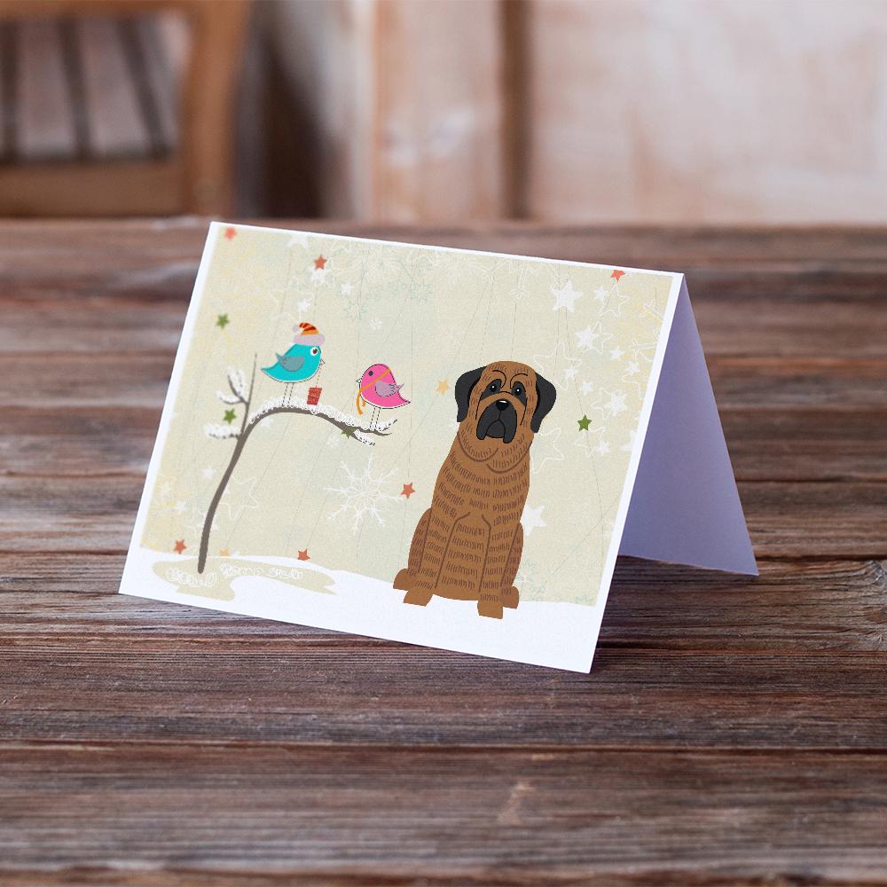 Christmas Presents between Friends Mastiff - Brindle Greeting Cards and Envelopes Pack of 8 - the-store.com