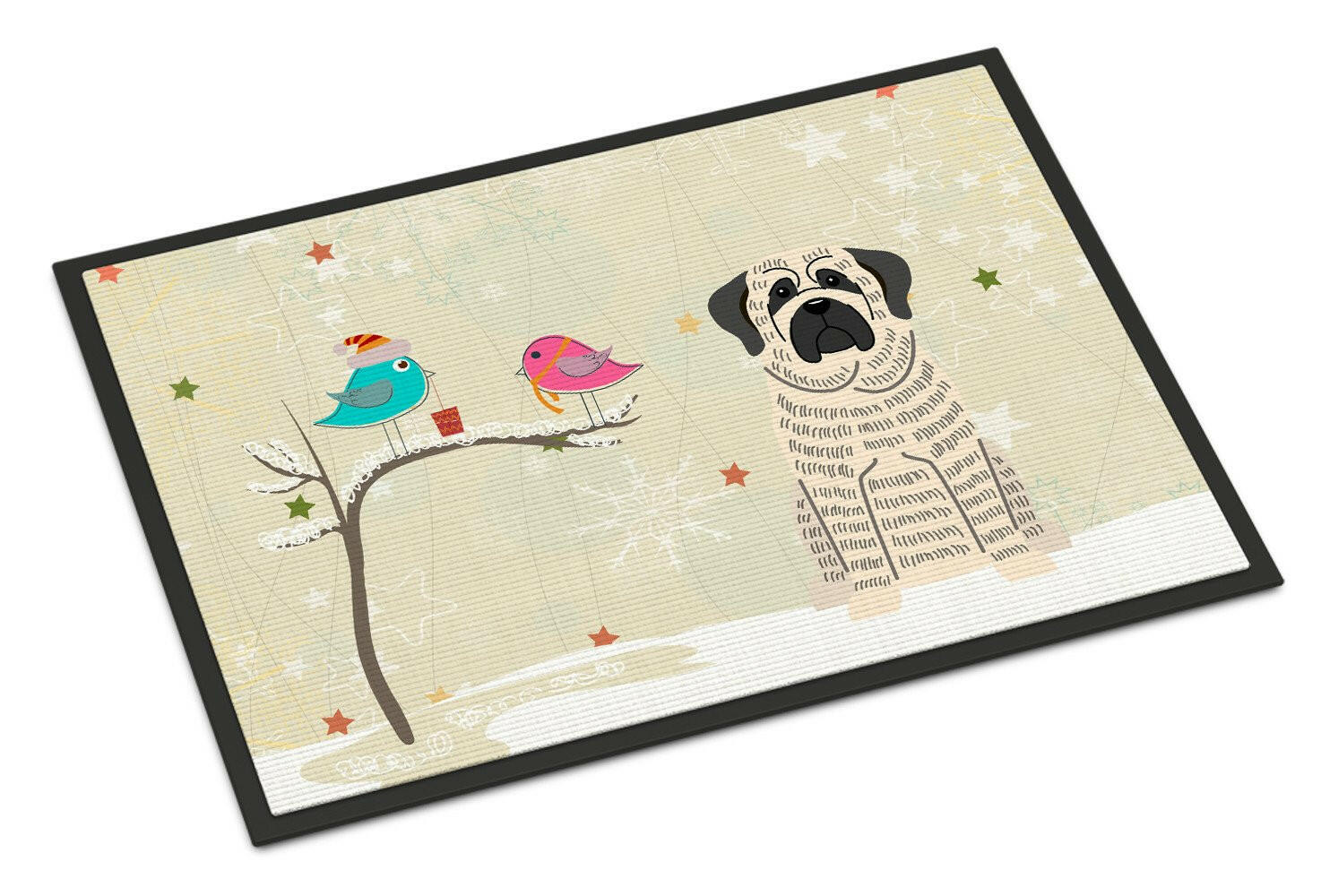 Christmas Presents between Friends Mastiff Brindle White Indoor or Outdoor Mat 18x27 BB2488MAT - the-store.com