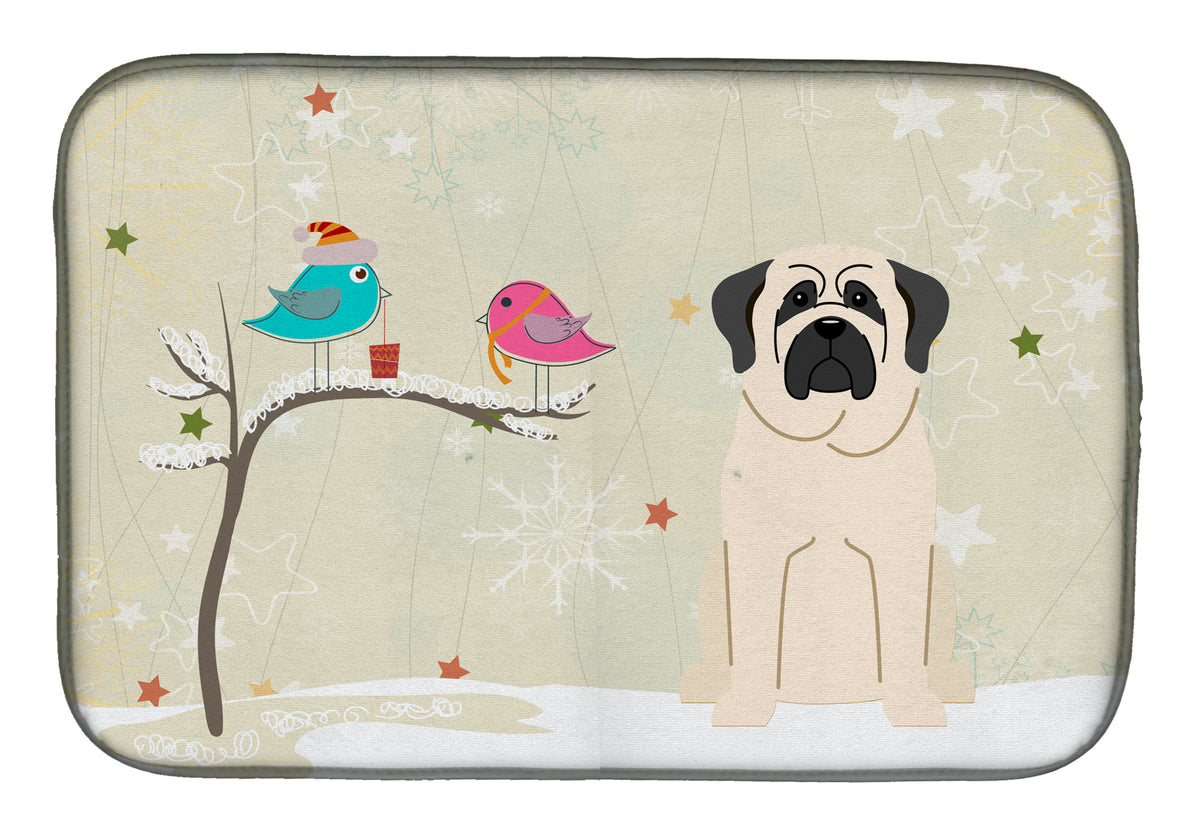 Christmas Presents between Friends Mastiff White Dish Drying Mat BB2489DDM  the-store.com.