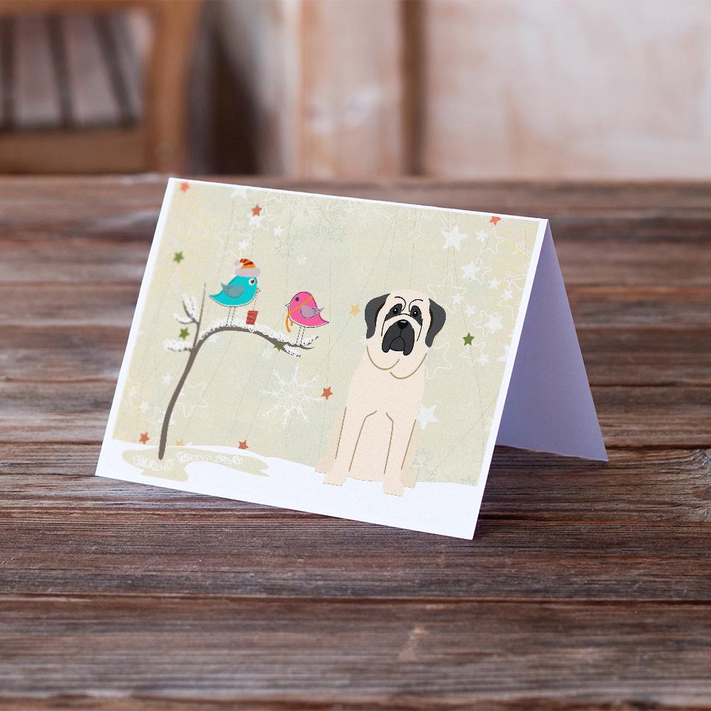Christmas Presents between Friends Mastiff - White Greeting Cards and Envelopes Pack of 8 - the-store.com