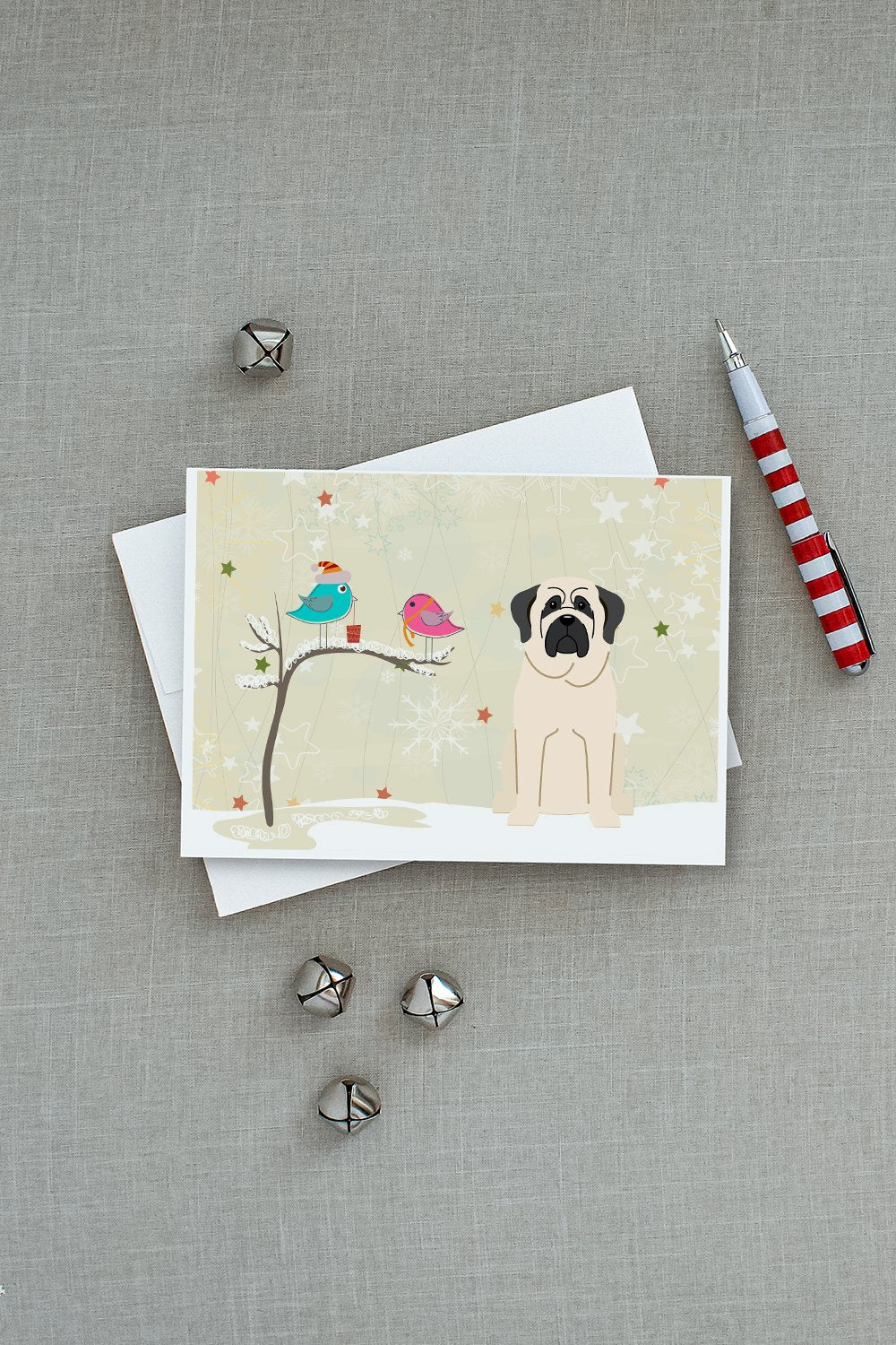 Christmas Presents between Friends Mastiff - White Greeting Cards and Envelopes Pack of 8 - the-store.com