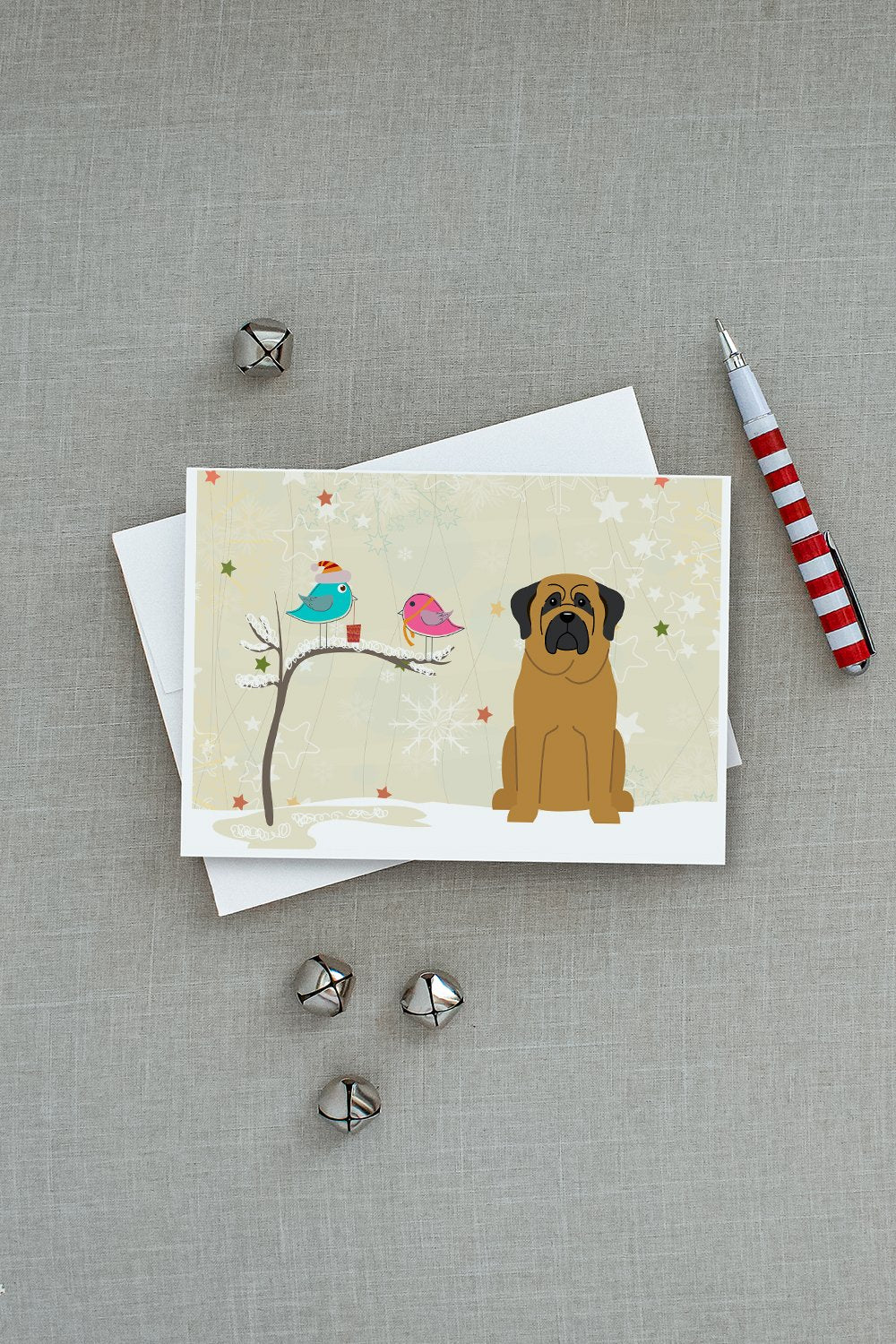 Christmas Presents between Friends Mastiff Greeting Cards and Envelopes Pack of 8 - the-store.com