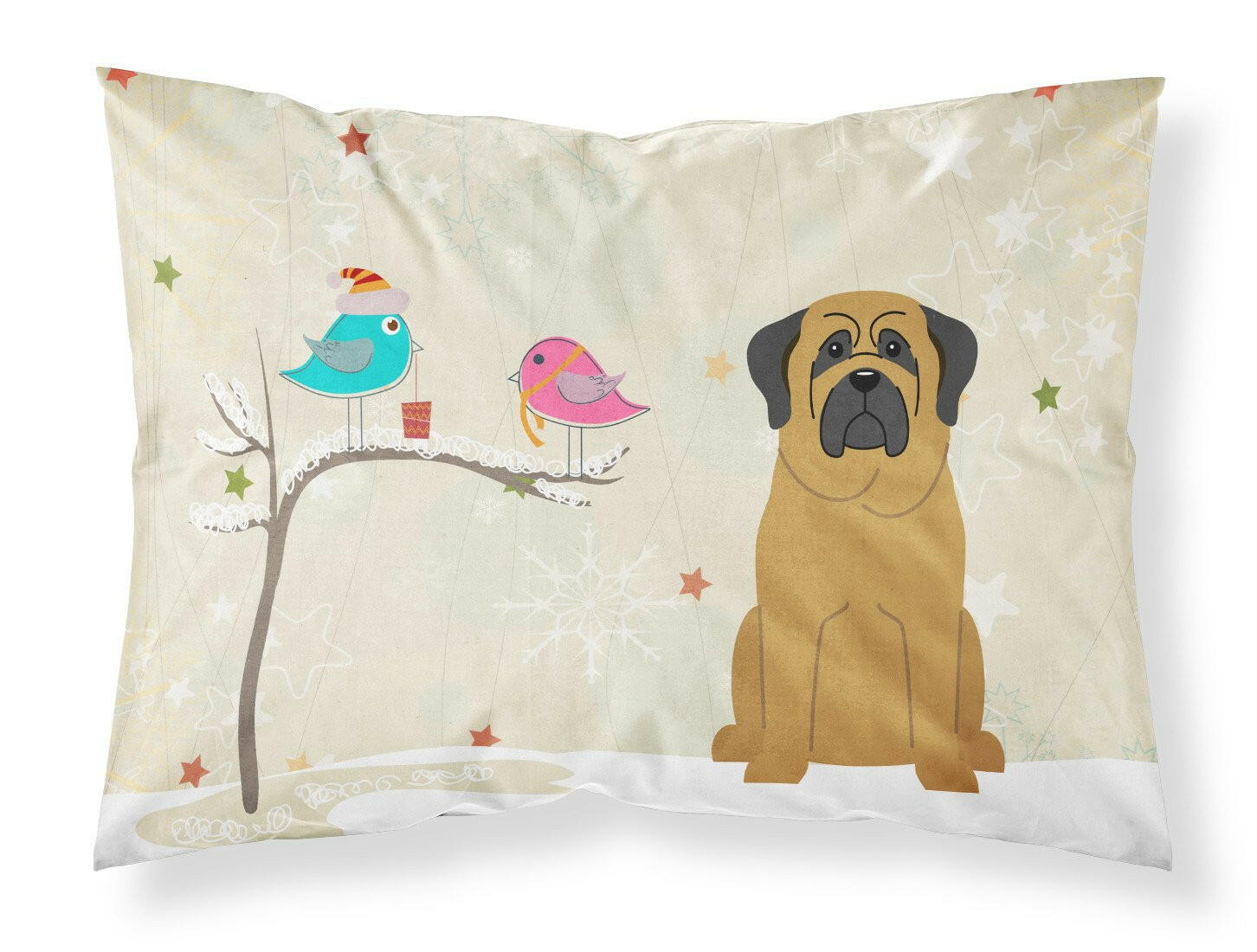 Christmas Presents between Friends Mastiff Fabric Standard Pillowcase BB2490PILLOWCASE by Caroline's Treasures