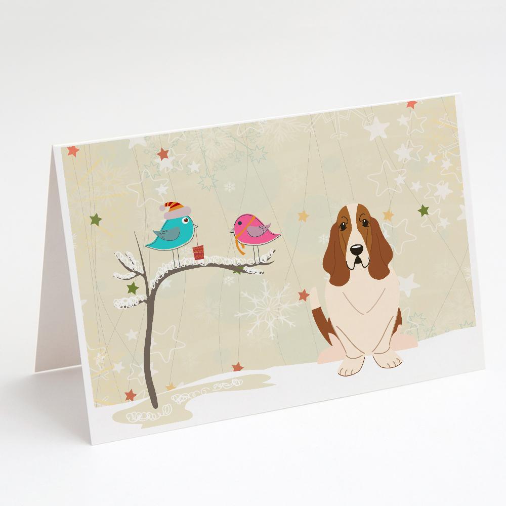 Buy this Christmas Presents between Friends Basset Hound Greeting Cards and Envelopes Pack of 8