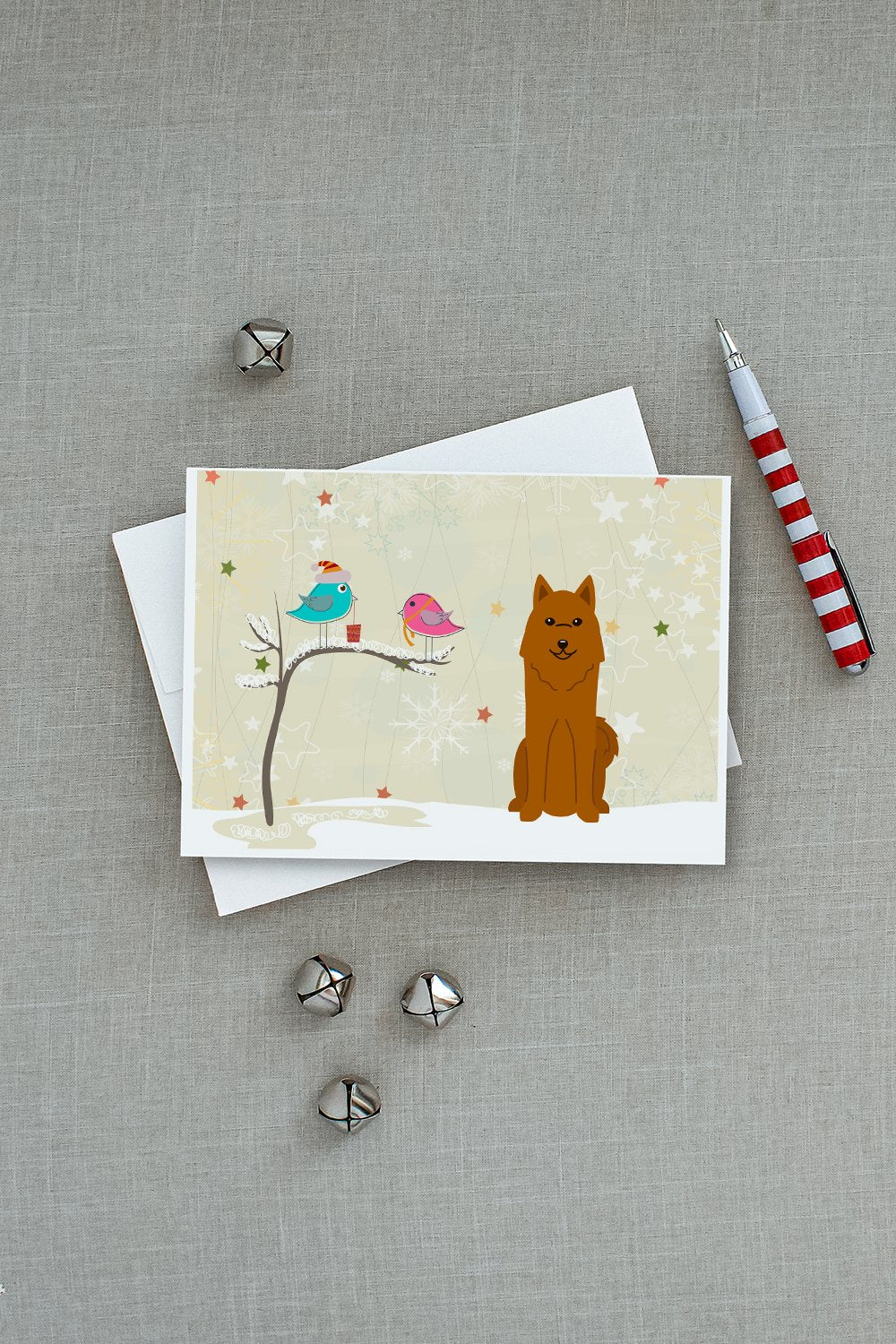 Christmas Presents between Friends Karelian Bear Dog Greeting Cards and Envelopes Pack of 8 - the-store.com