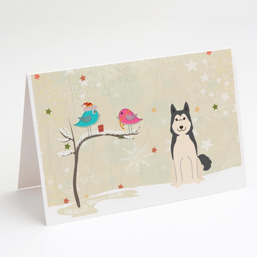 Buy this Christmas Presents between Friends West Siberian Laika Spitz Greeting Cards and Envelopes Pack of 8