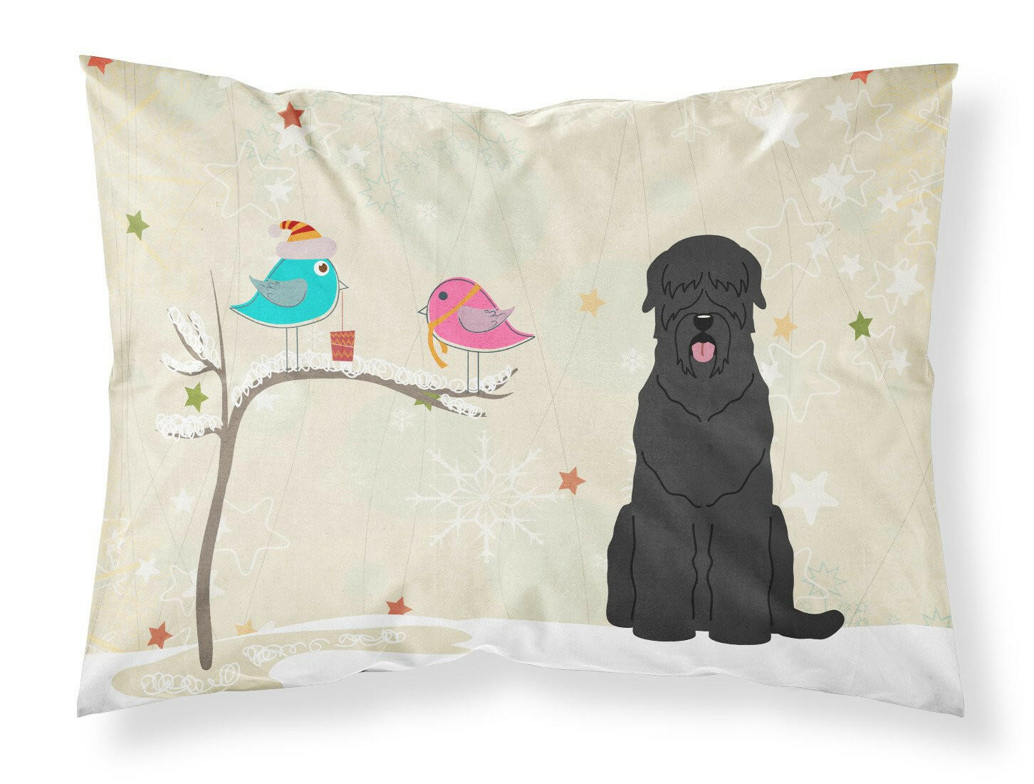 Christmas Presents between Friends Black Russian Terrier Fabric Standard Pillowcase BB2498PILLOWCASE by Caroline's Treasures