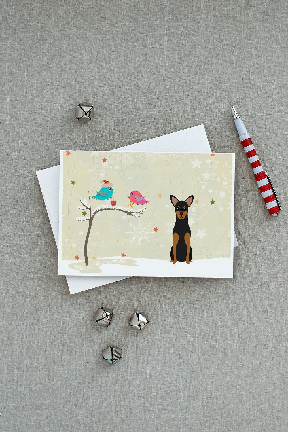 Christmas Presents between Friends Manchester Terrier Greeting Cards and Envelopes Pack of 8 - the-store.com