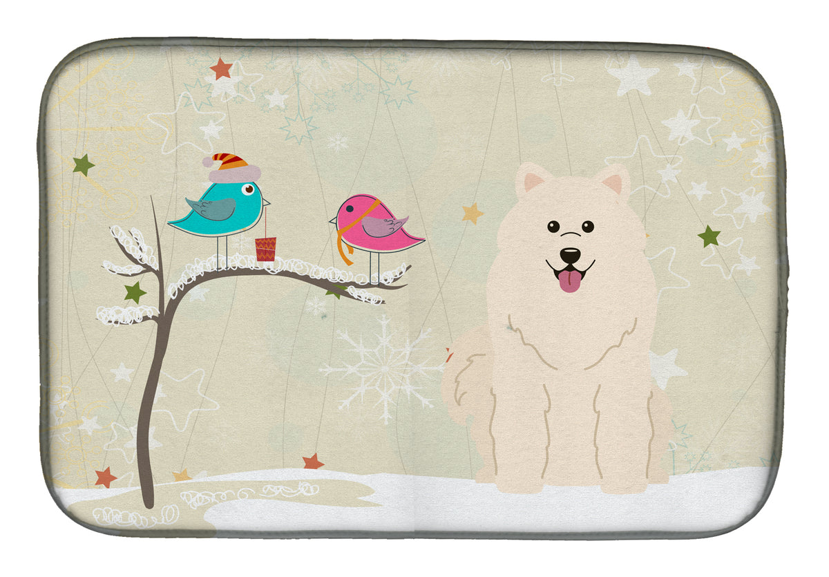 Christmas Presents between Friends Samoyed Dish Drying Mat BB2502DDM  the-store.com.