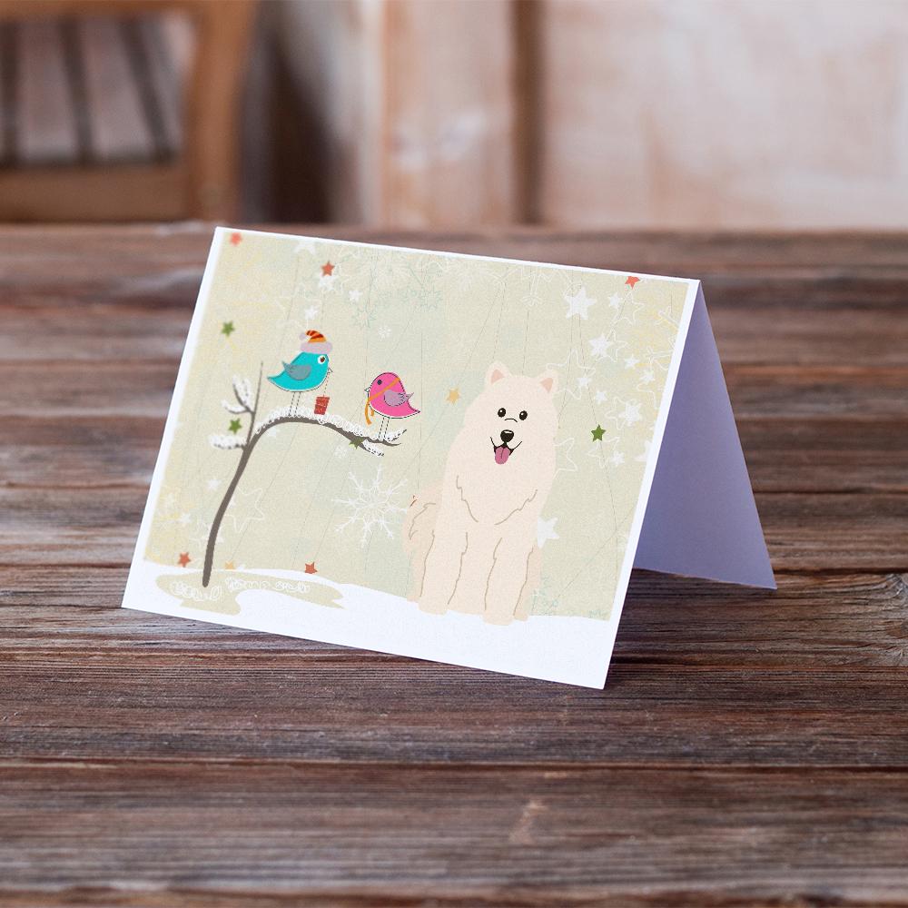 Christmas Presents between Friends Samoyed Greeting Cards and Envelopes Pack of 8 - the-store.com