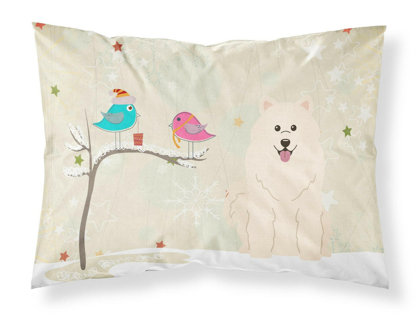 Christmas Presents between Friends Samoyed Fabric Standard Pillowcase BB2502PILLOWCASE by Caroline's Treasures