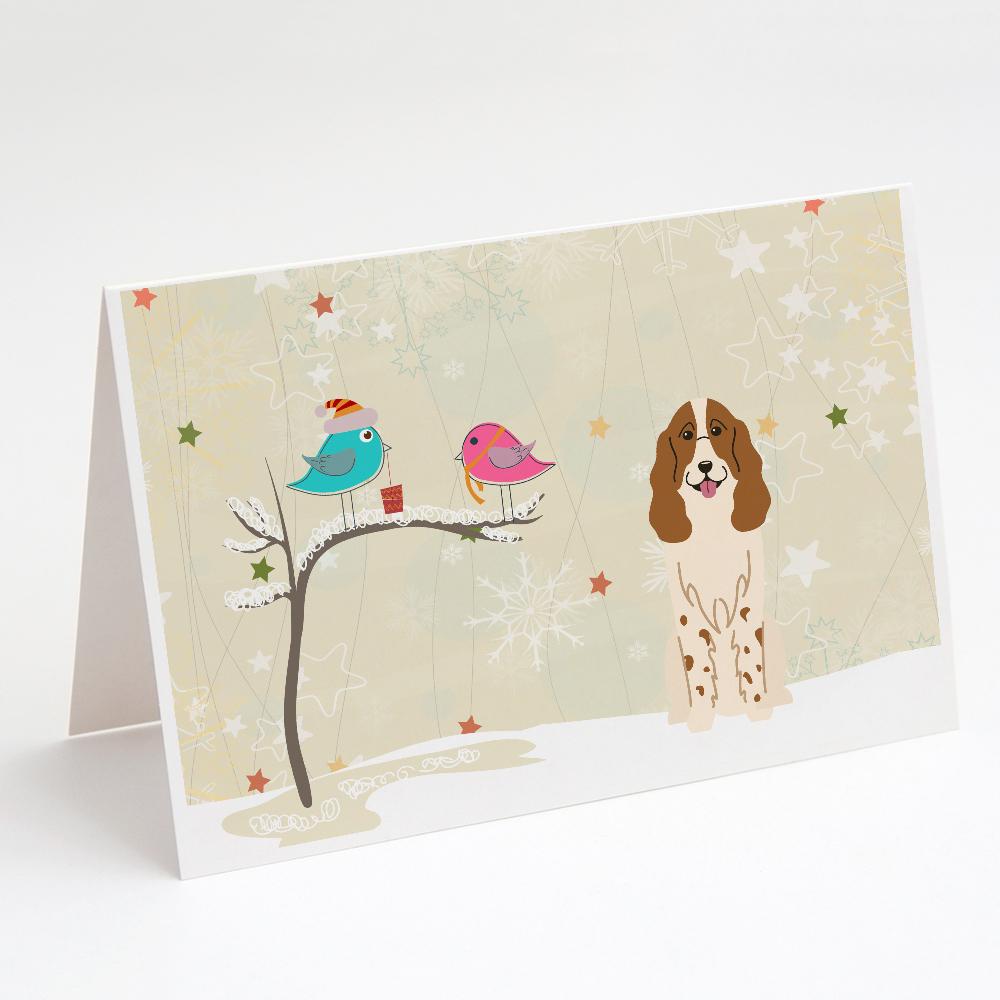 Buy this Christmas Presents between Friends Russian Spaniel Greeting Cards and Envelopes Pack of 8