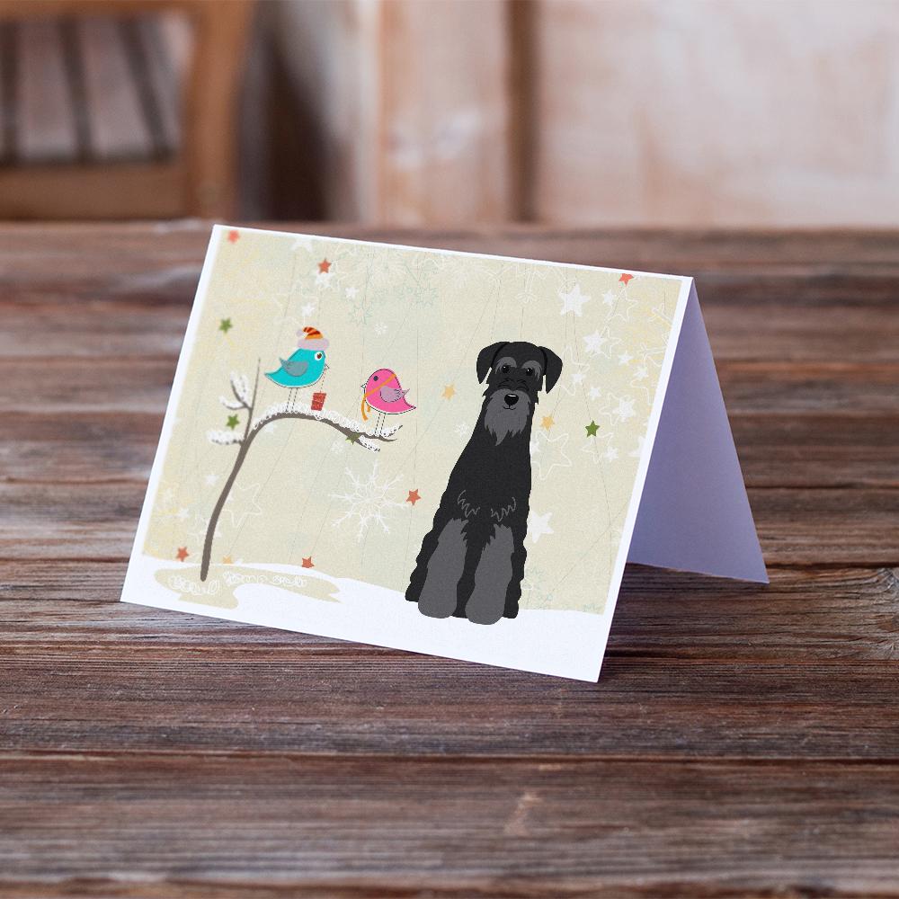 Christmas Presents between Friends Schnauzer - Black Greeting Cards and Envelopes Pack of 8 - the-store.com