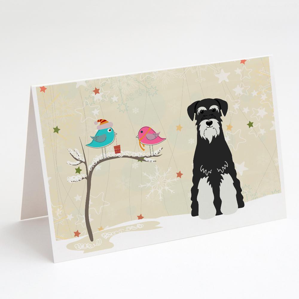 Buy this Christmas Presents between Friends Schnauzer - Salt and Pepper Greeting Cards and Envelopes Pack of 8