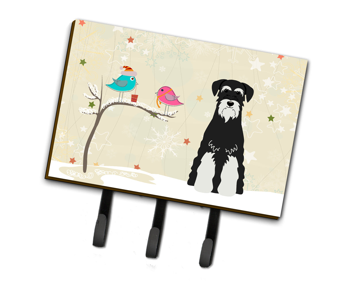 Christmas Presents between Friends Standard Schnauzer Salt and Pepper Leash or Key Holder BB2505TH68  the-store.com.