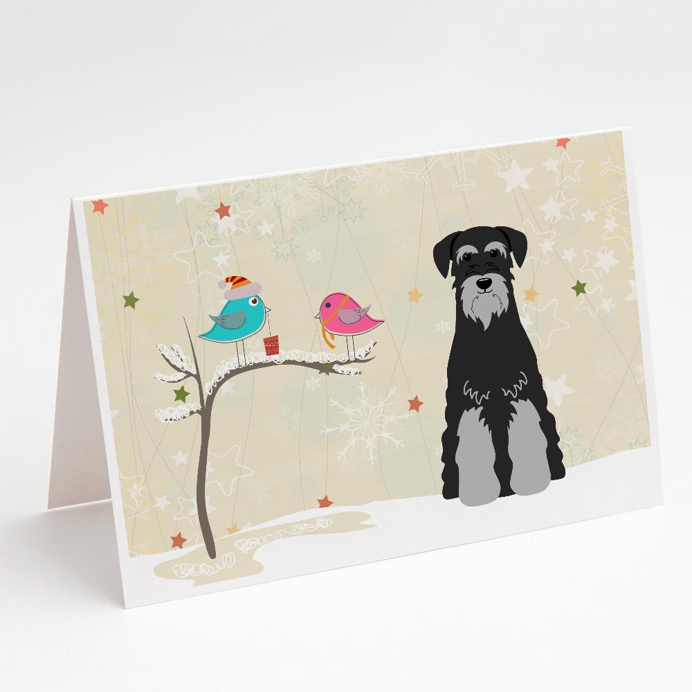 Buy this Christmas Presents between Friends Schnauzer - Black and Grey Greeting Cards and Envelopes Pack of 8