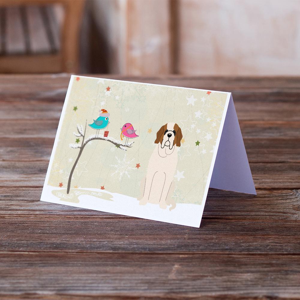 Christmas Presents between Friends Saint Bernard Greeting Cards and Envelopes Pack of 8 - the-store.com